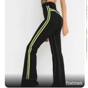 I.AM.GIA Black and Neon Yellow Flare Pants